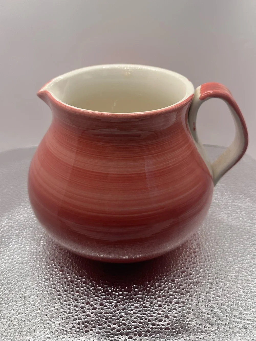 VTG Furio Italy Coral Pink Rose Stoneware Pitcher